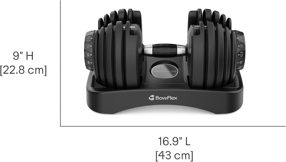 Bowflex SelectTech 552 Adjustable Dumbbells – 5 to 52.5 lb Pair