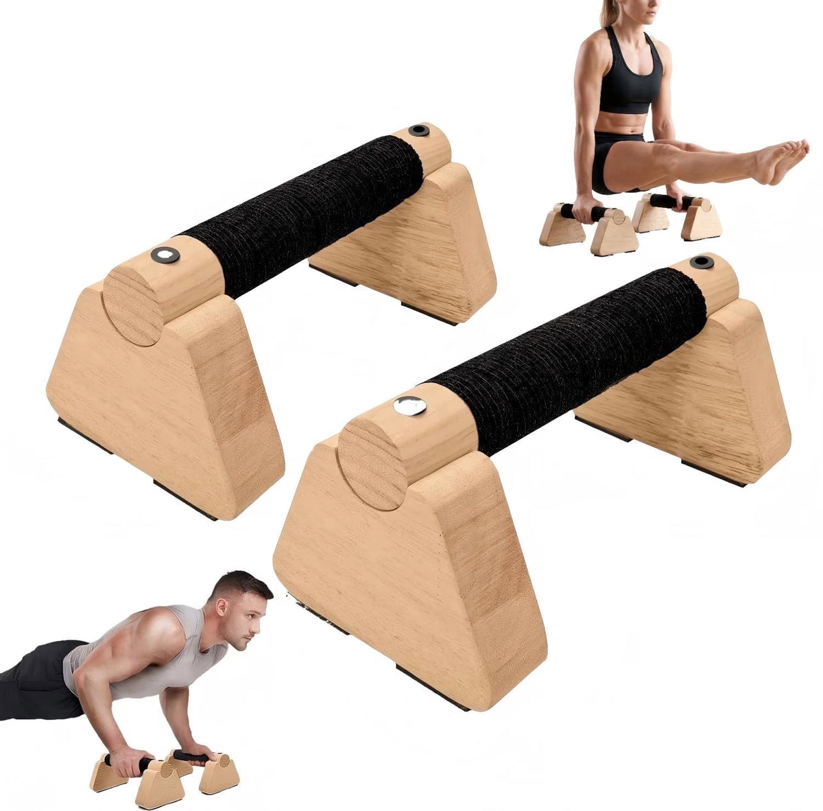 Premium Wooden Parallettes – Wrist‑Friendly Push‑Up & Handstand Training Bars