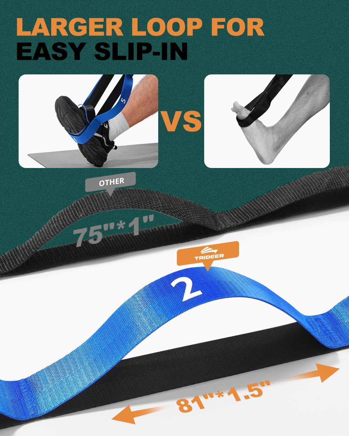 Premium Non-Elastic Yoga Stretch Straps with Loops - Durable Nylon Bands for Flexibility, Physical Therapy, and Hamstring Stretches - Includes Guidance for Optimal Use