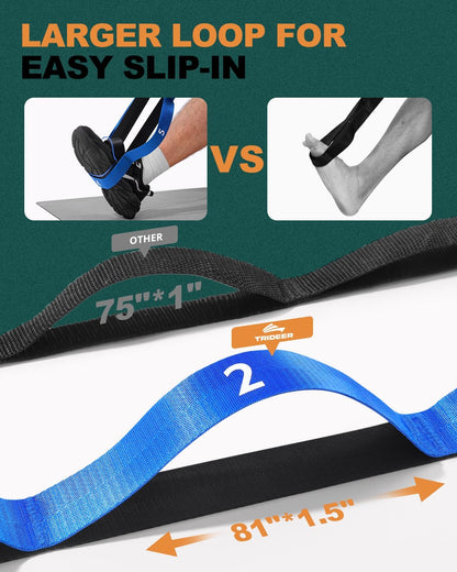 Premium Non-Elastic Yoga Stretch Straps with Loops - Durable Nylon Bands for Flexibility, Physical Therapy, and Hamstring Stretches - Includes Guidance for Optimal Use