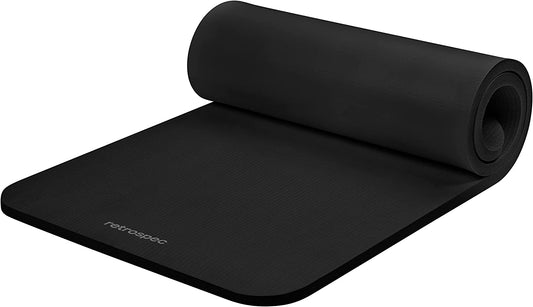 1-Inch Thick Black Yoga Mat – Joint-Friendly Support for Men Over 50