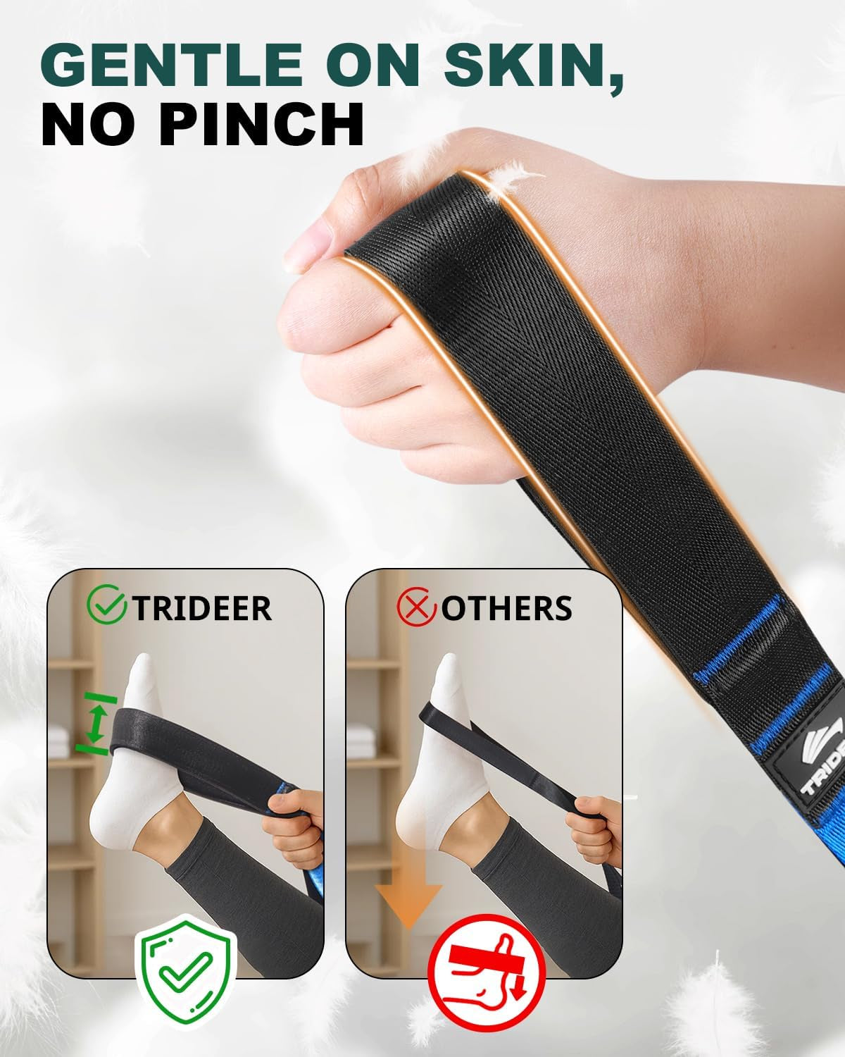 Premium Non-Elastic Yoga Stretch Straps with Loops - Durable Nylon Bands for Flexibility, Physical Therapy, and Hamstring Stretches - Includes Guidance for Optimal Use