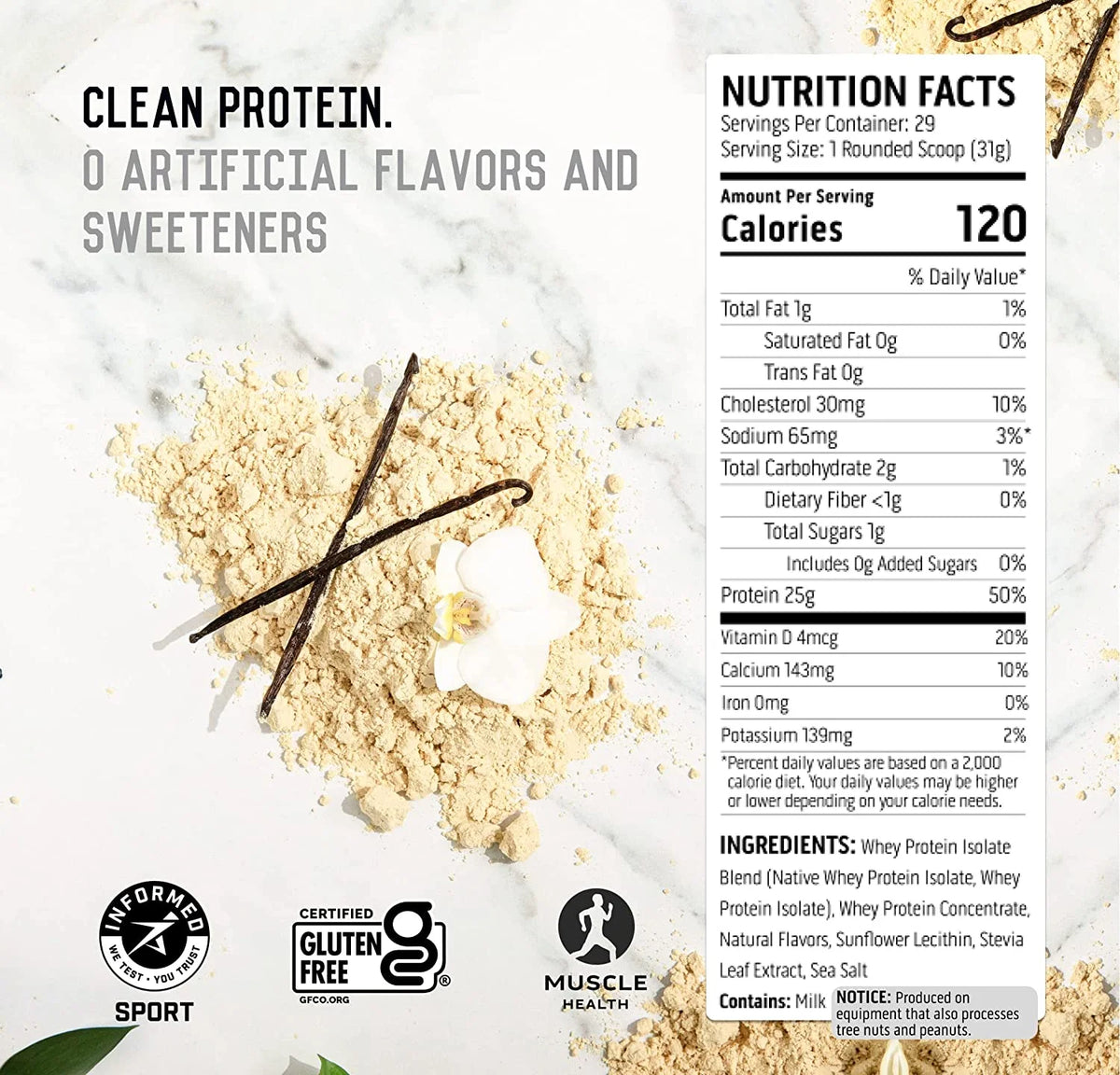Ascent Native Fuel Whey Protein Powder – Vanilla Bean (2 lb)