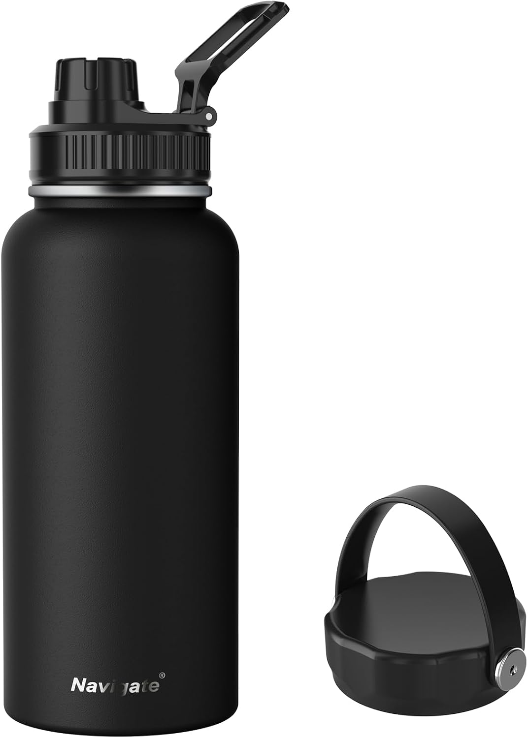 32 oz Insulated Stainless Steel Water Bottle – Wide Mouth, Leakproof Spout & Handle Lids