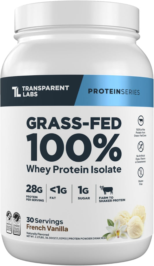 Grass‑Fed Whey Protein Isolate – 28g Protein, French Vanilla (30 Servings)