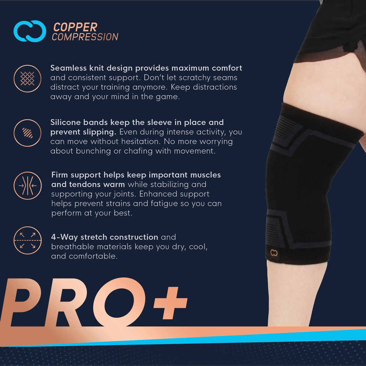 Elevate Your Performance with the PRO+ PowerKnit Compression Knee Sleeve L/XL - Unisex, Black, Ideal for Stability, Pain Relief, and Recovery