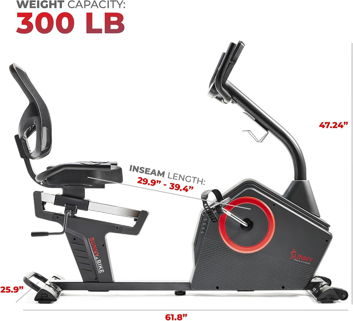 Smart Electro‑Magnetic Recumbent Bike – Low‑Impact Cardio & Joint‑Friendly Training (300 lb Capacity)