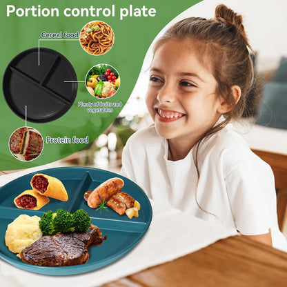 Transform Your Eating Habits with Our 9 Inch Portion Control Plate Set - 5 Stylish Divided Plates for Healthy Weight Management