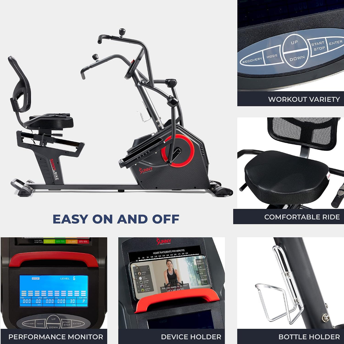 2‑in‑1 Recumbent Elliptical – Smart Electro‑Magnetic, Low‑Impact Full‑Body Trainer (300 lb Capacity)