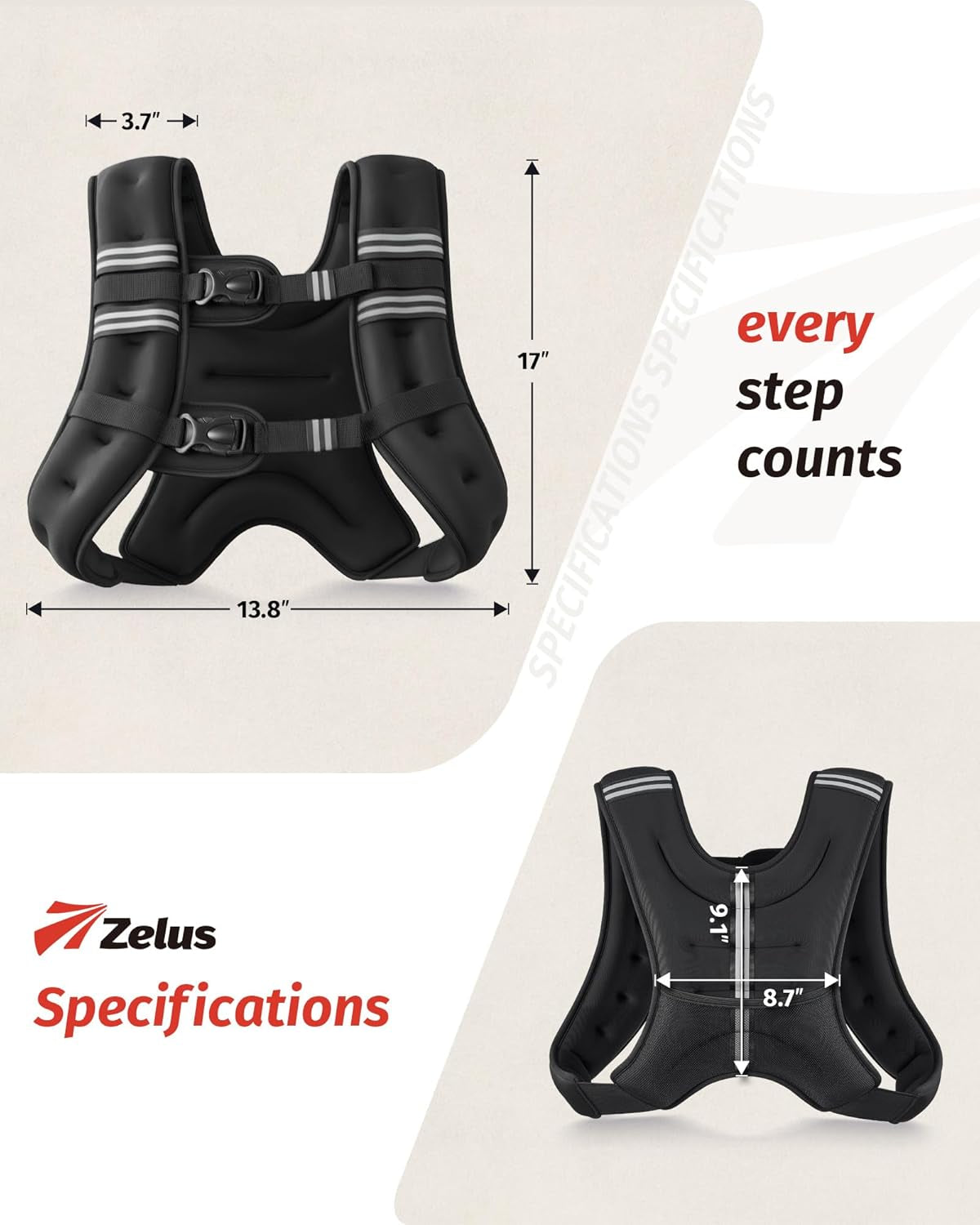 ZELUS Weighted Vest – 20 lb Neoprene Workout Vest with Reflective Stripe