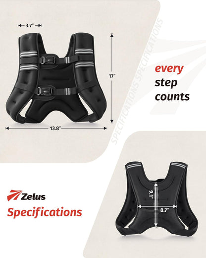 ZELUS Weighted Vest – 20 lb Neoprene Workout Vest with Reflective Stripe