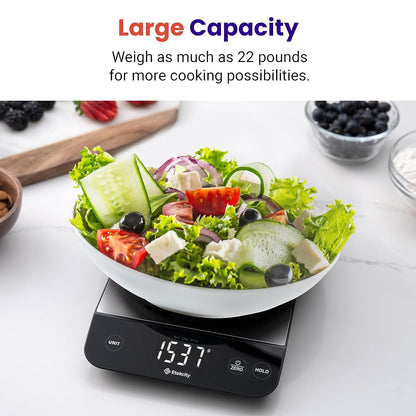 Precision Digital Kitchen Scale - 22Lb Capacity, Waterproof, USB Rechargeable, Perfect for Weight Loss, Baking & Cooking, 5 Units, 304 Stainless Steel