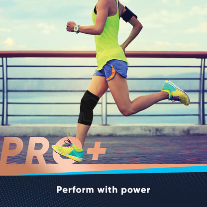 Elevate Your Performance with the PRO+ PowerKnit Compression Knee Sleeve L/XL - Unisex, Black, Ideal for Stability, Pain Relief, and Recovery
