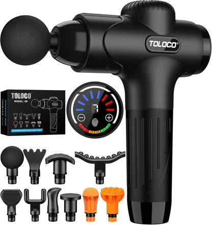 ⭐ Deep Tissue Massage Gun – Quiet Percussion Massager with 10 Heads