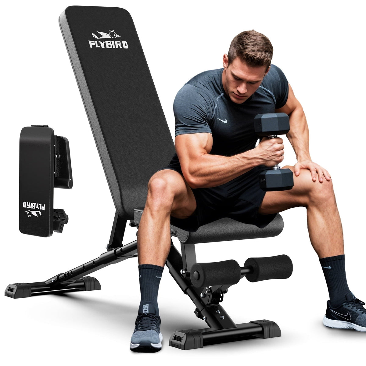 Collapsible Adjustable Weight Bench - Heavy Duty Foldable Fitness Exercise Utility, with 800 Lbs. Weight Capacity, Black