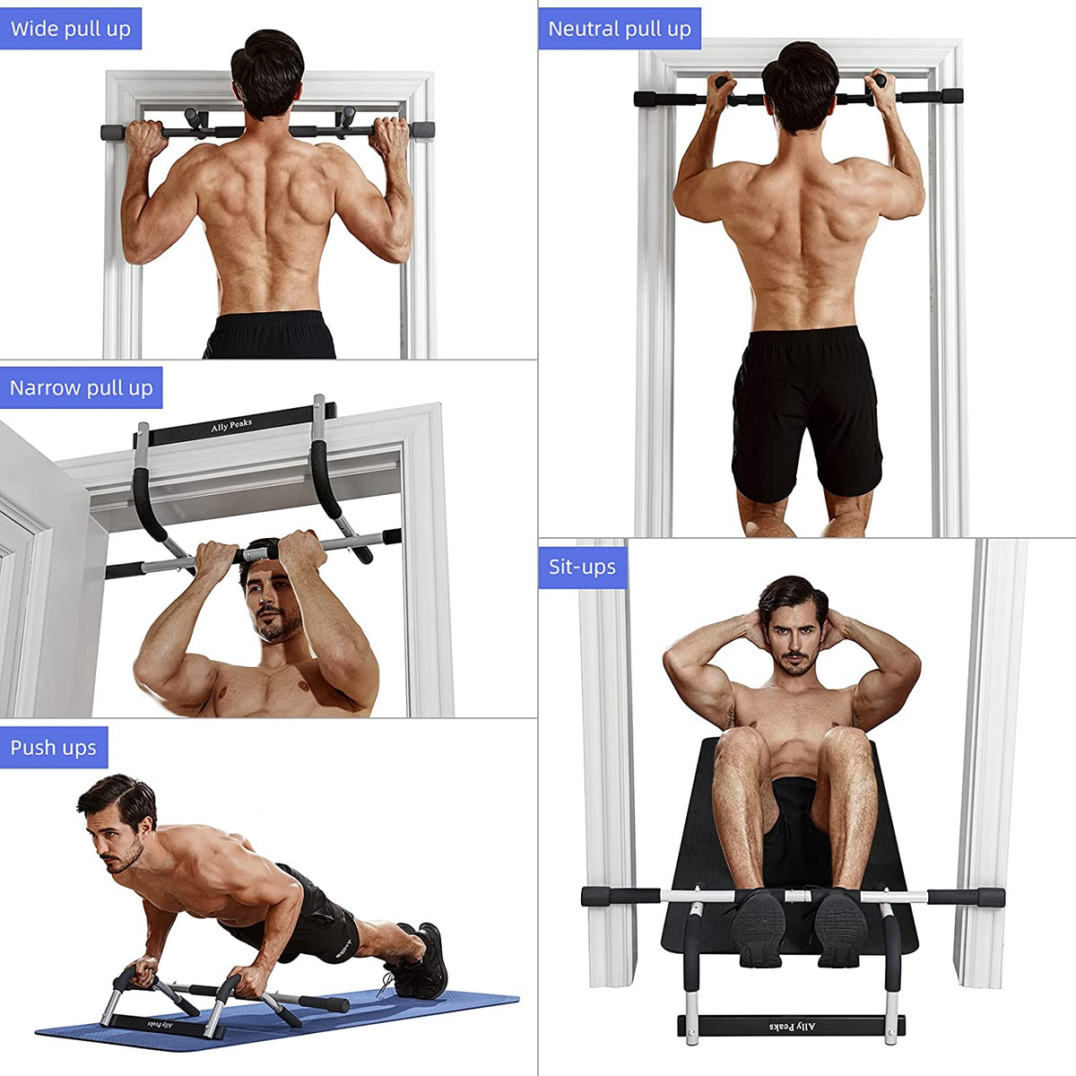 Heavy‑Duty Doorway Pull‑Up Bar – Multi‑Grip Upper Body Trainer (440 lb Capacity)