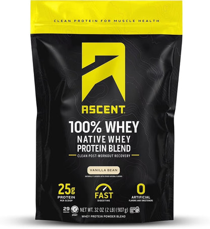 Ascent Native Fuel Whey Protein Powder – Vanilla Bean (2 lb)