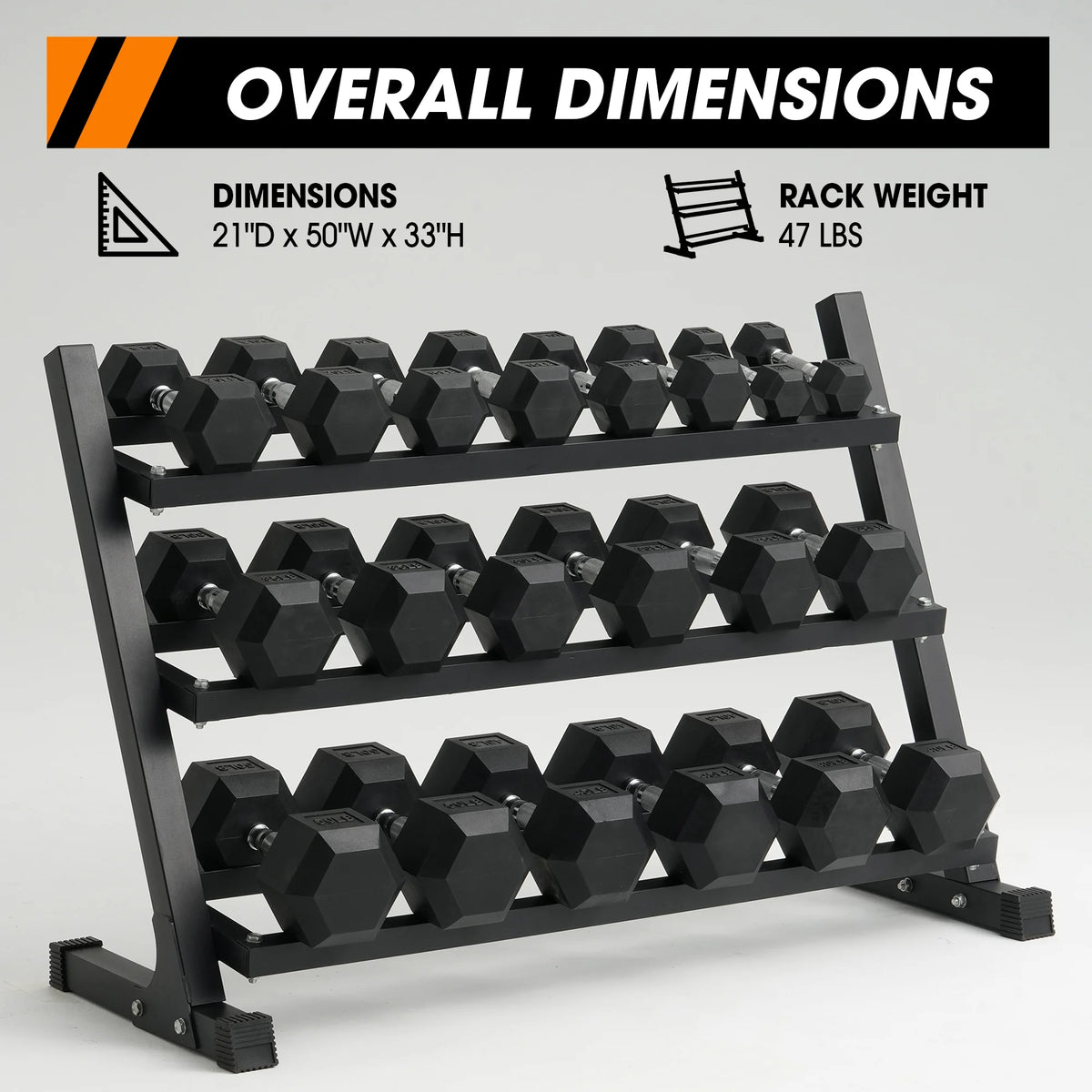 Mikolo Rubber Hex Dumbbell Set with Rack – 550 lb Home Gym Weight Set