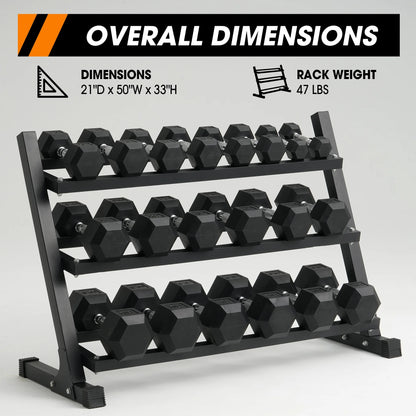 Mikolo Rubber Hex Dumbbell Set with Rack – 550 lb Home Gym Weight Set