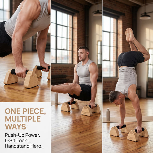 Premium Wooden Parallettes – Wrist‑Friendly Push‑Up & Handstand Training Bars