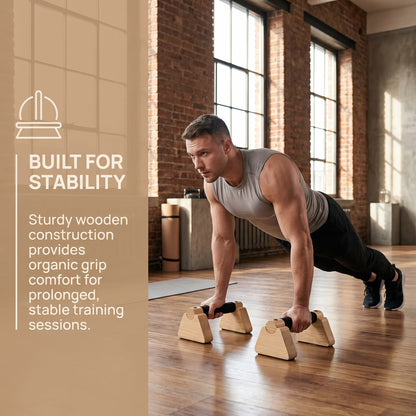 Premium Wooden Parallettes – Wrist‑Friendly Push‑Up & Handstand Training Bars
