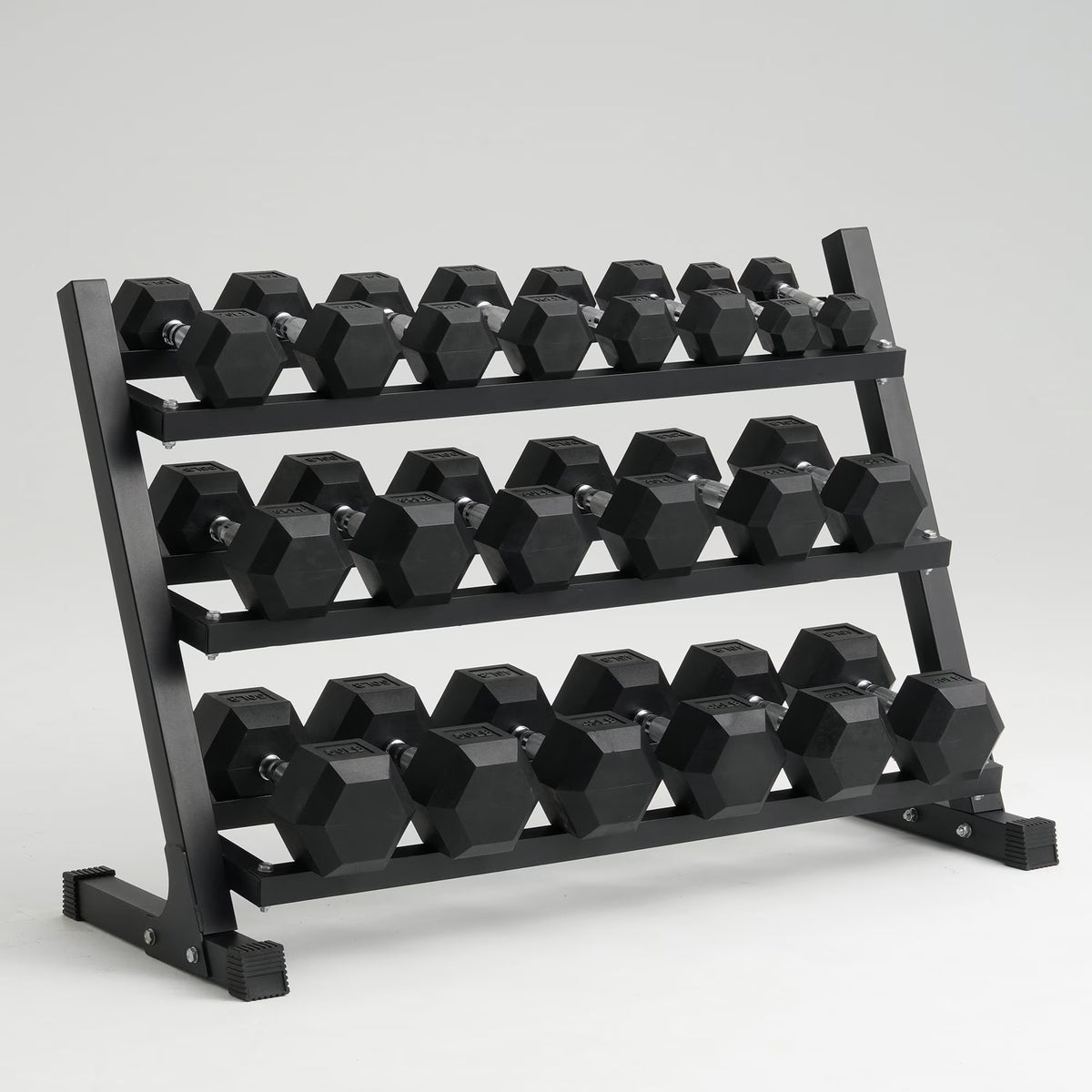 Mikolo Rubber Hex Dumbbell Set with Rack – 550 lb Home Gym Weight Set